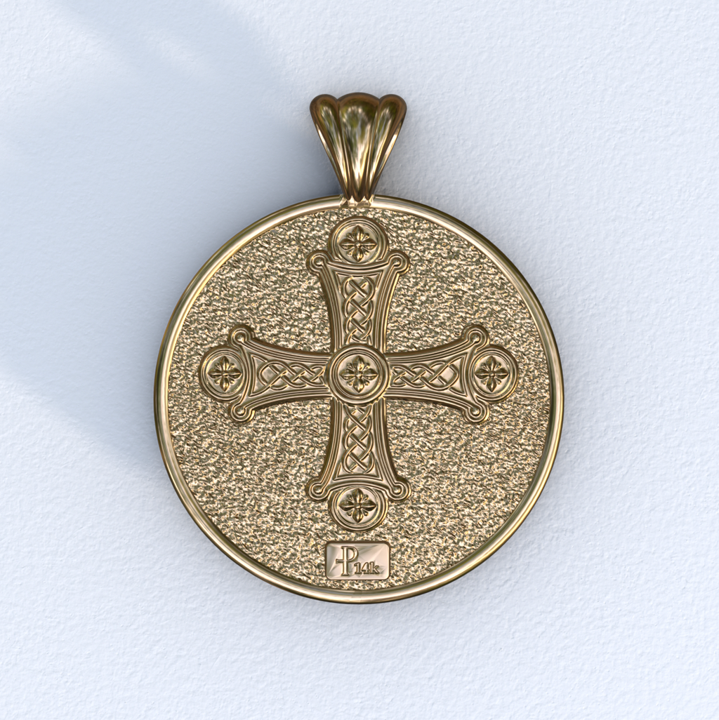 Vermeil and Gold Peacock and Cross Pendant (Back)