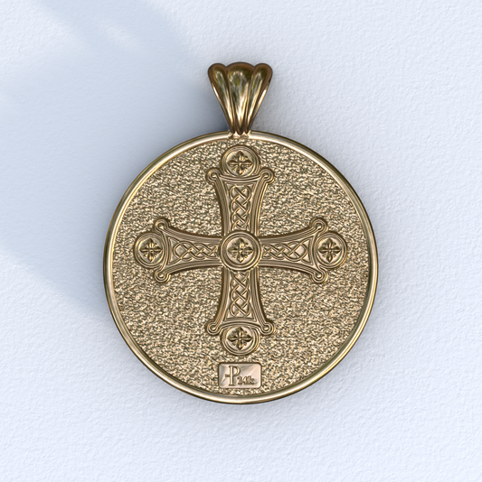 Vermeil and Gold Peacock and Cross Pendant (Back)