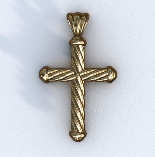 Vermeil and Yellow Gold Rounded Helix Cross Pendant