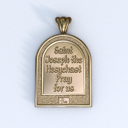 Vermeil and Yellow Gold Saint Joseph the Hesychast Icon Apse Pendant Back