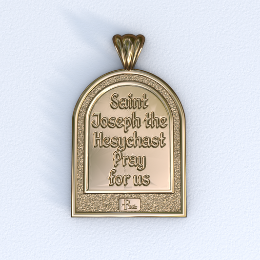 Vermeil and Yellow Gold Saint Joseph the Hesychast Icon Apse Pendant Back