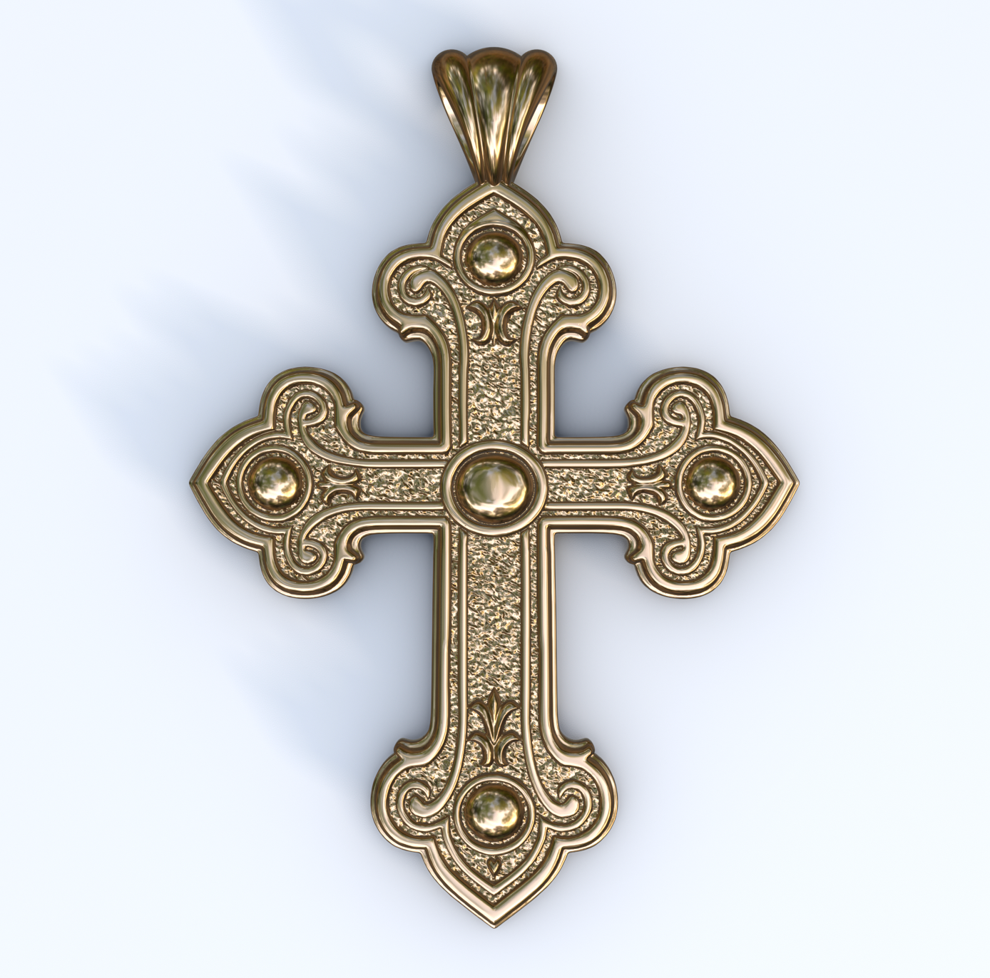 Vermeil or Yellow Gold Byzantine Budded Final Cross