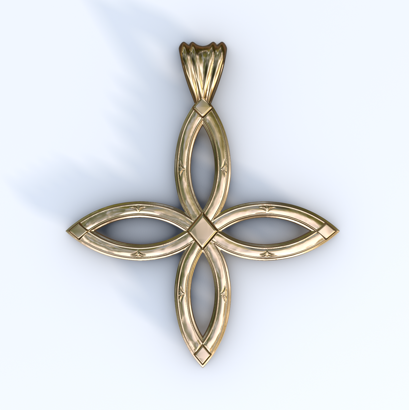 Vermeil or Yellow Gold Ichthys Cross