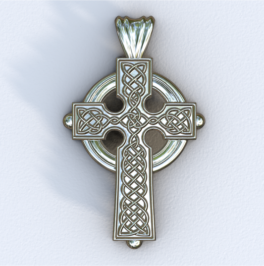  White Gold Celtic Cross