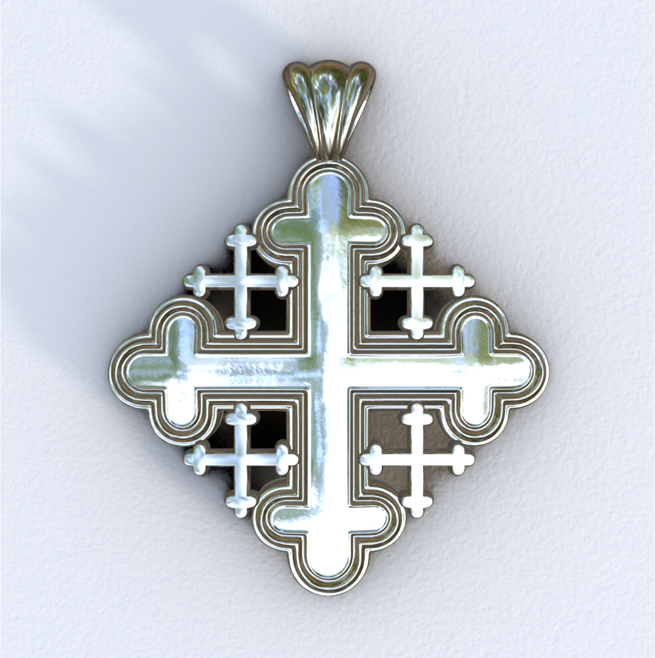 White Gold Jerusalem Cross