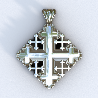 White Gold Jerusalem Cross