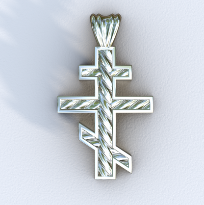 White Gold Three Bar Helix Cross