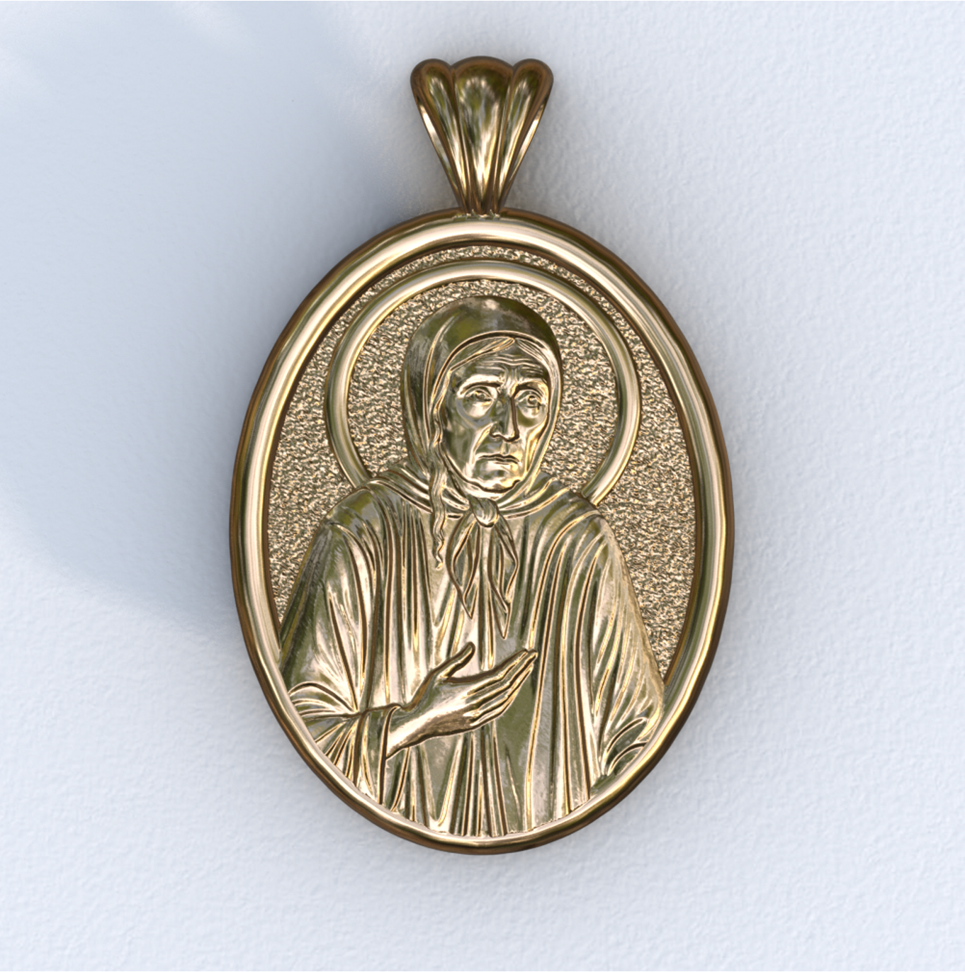 Xenia of Saint Petersburg Mandorla Yellow Gold Pendant