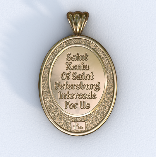 Xenia of Saint Petersburg Mandorla Yellow Gold Pendant (Back)