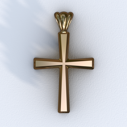 Yellow Gold Beveled Cross