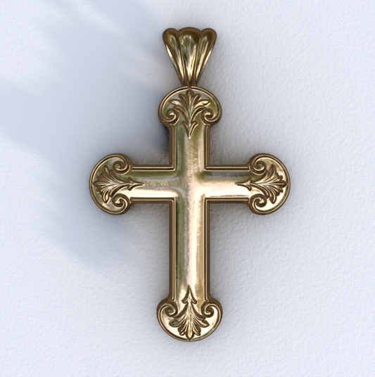 Yellow Gold Ornate Latin Cross