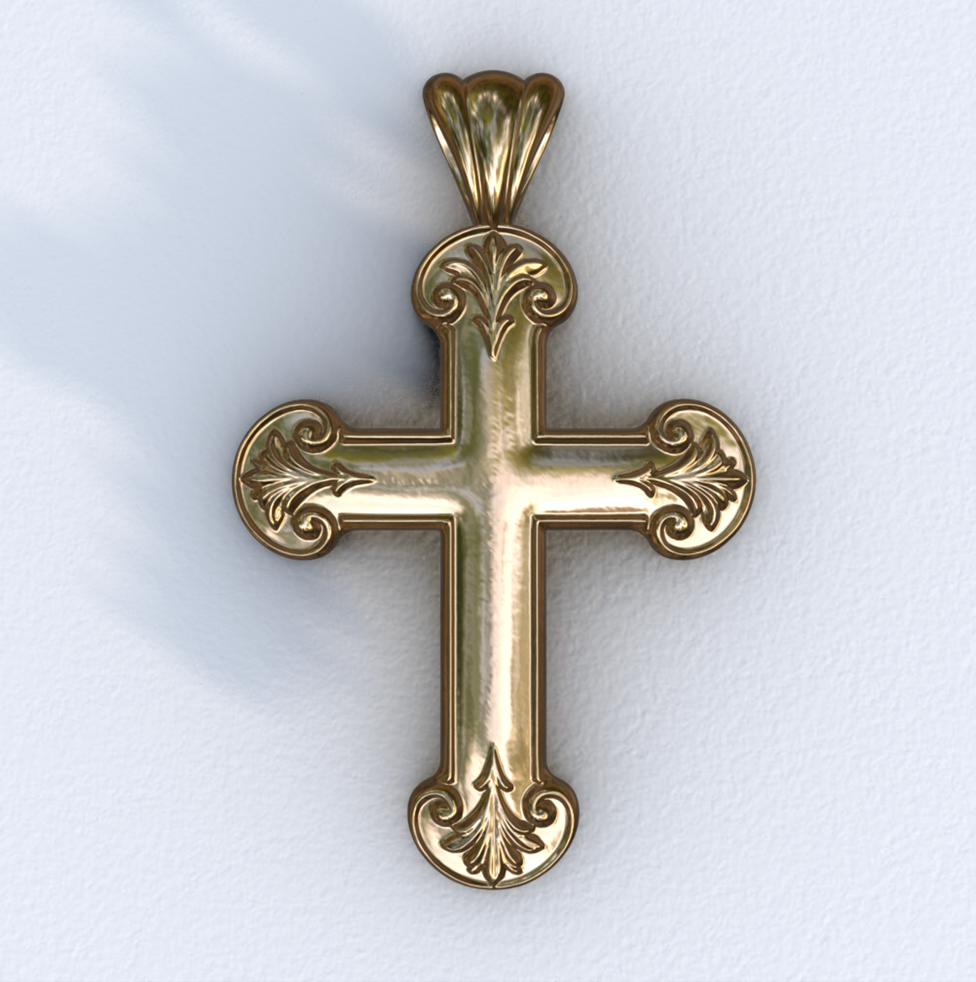 Yellow Gold Ornate Latin Cross 