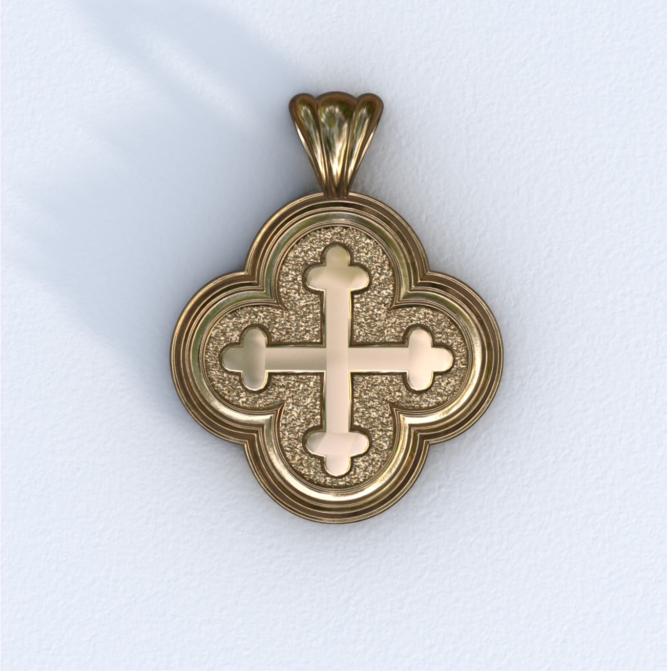 Yellow Gold Quatrefoil Greek Cross