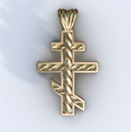 Yellow Gold Three Bar Helix Cross