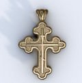 Yellow Gold Three Budded Three Bar Cross