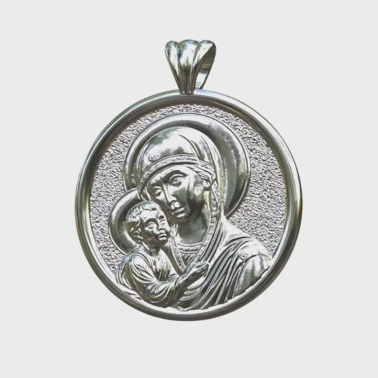 Video - Silver Theotokos Icon Halo Pendant
