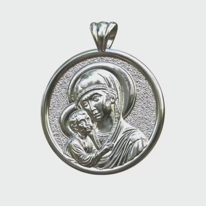 Video - Silver Theotokos Icon Halo Pendant