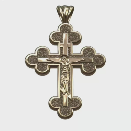 Video - Gold Orthodox 3 Budded 3 Bar Crucifix 