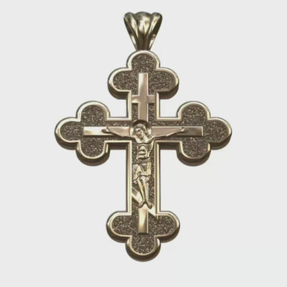 Video - Gold Orthodox 3 Budded 3 Bar Crucifix 