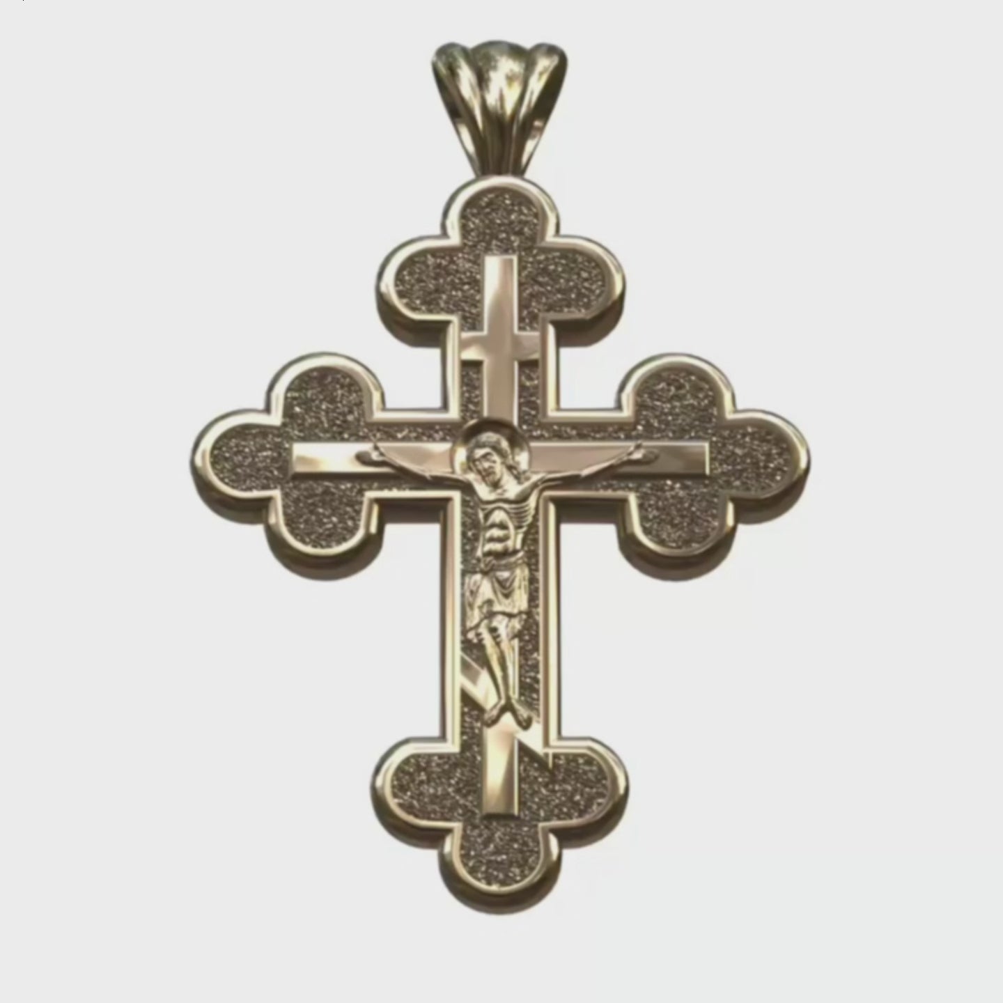 Video - Gold Orthodox 3 Budded 3 Bar Crucifix 
