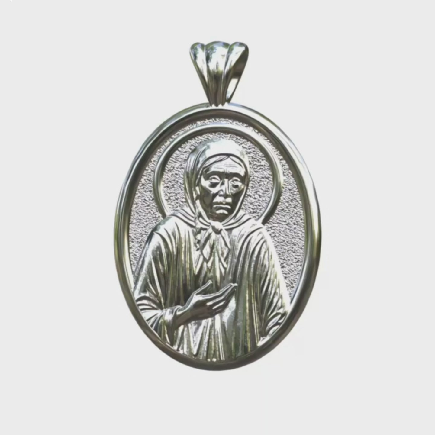 Video - Silver Saint Xenia Oval Pendant