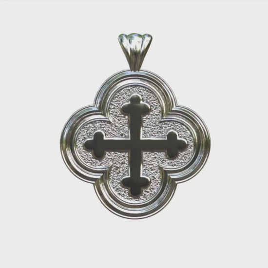 Video - Silver Quatrefoil Greek Cross Cross