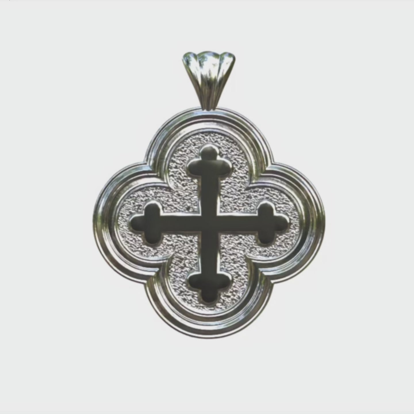 Video - Silver Quatrefoil Greek Cross Cross