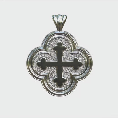 Video - Silver Quatrefoil Greek Cross Cross