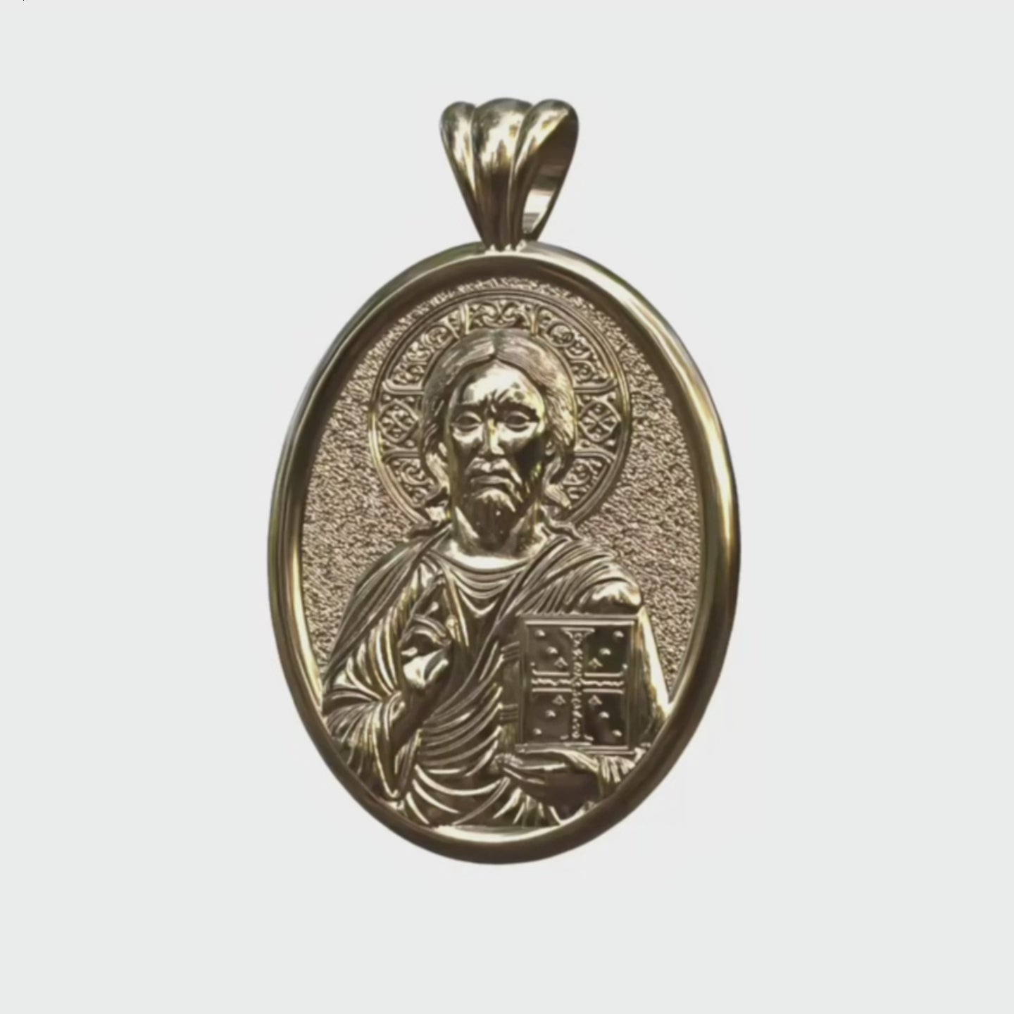 Video - Gold Pantocrator Oval Icon Pendant