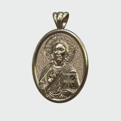 Video - Gold Pantocrator Oval Icon Pendant
