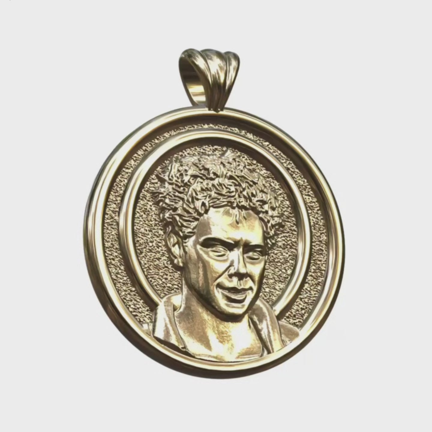 Video - Yellow Gold Carlo Acutis Round Pendant