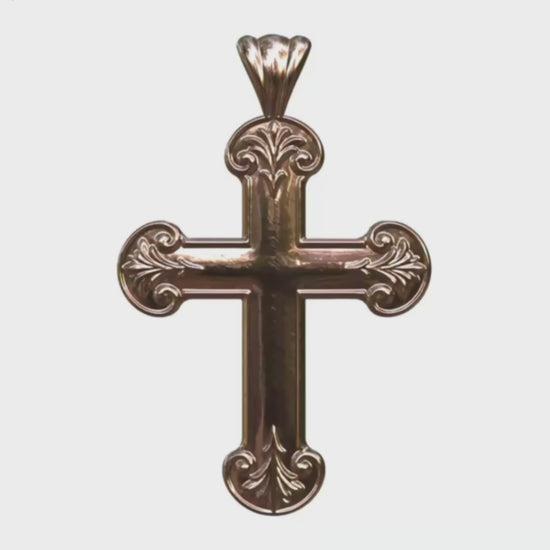 Video - Rose Gold Ornate Budded Latin Cross