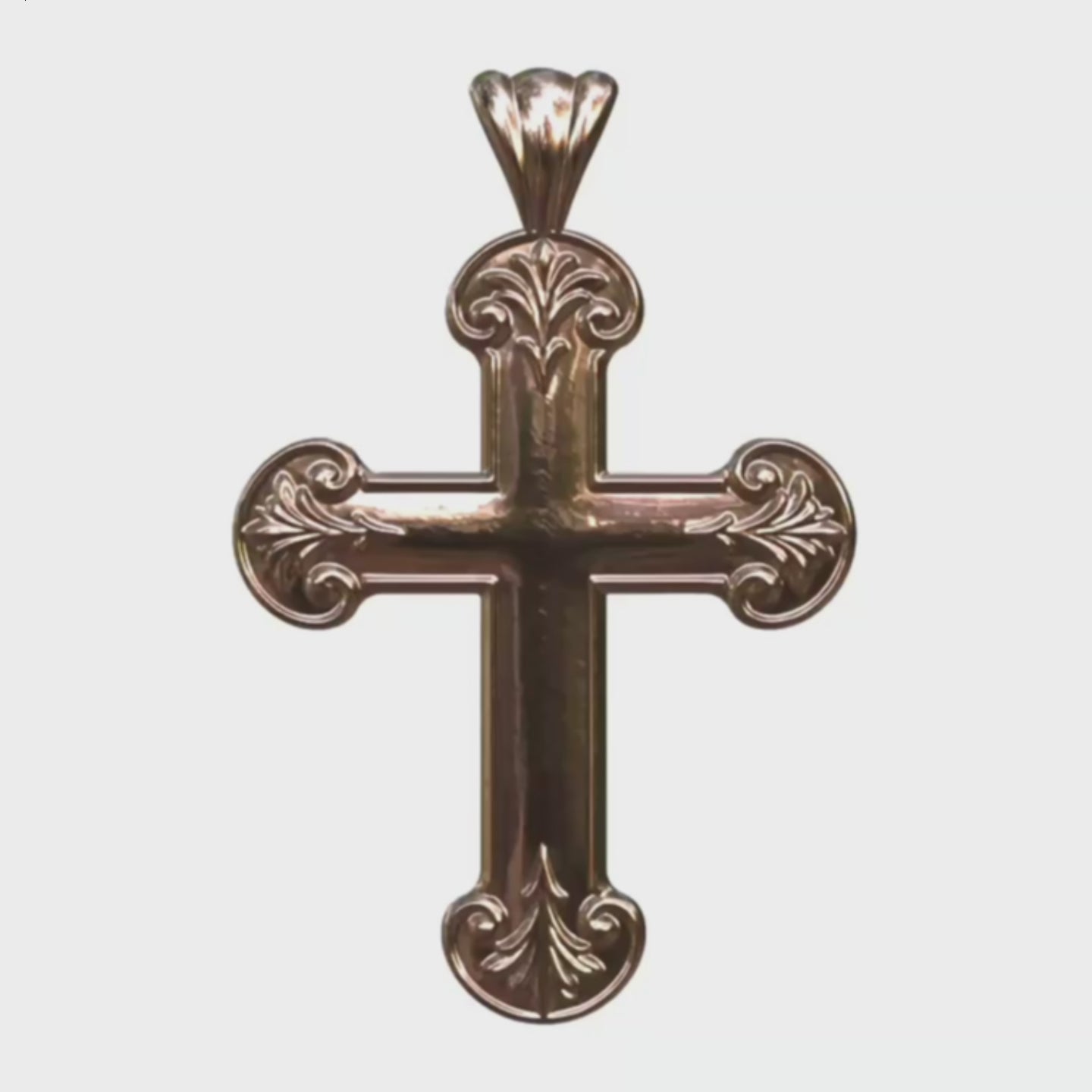 Video - Rose Gold Ornate Budded Latin Cross