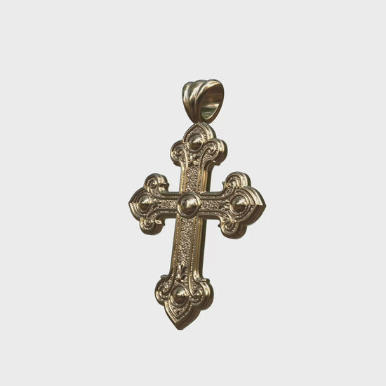 Video: Vermeil or Yellow Gold Byzantine Budded Final Cross