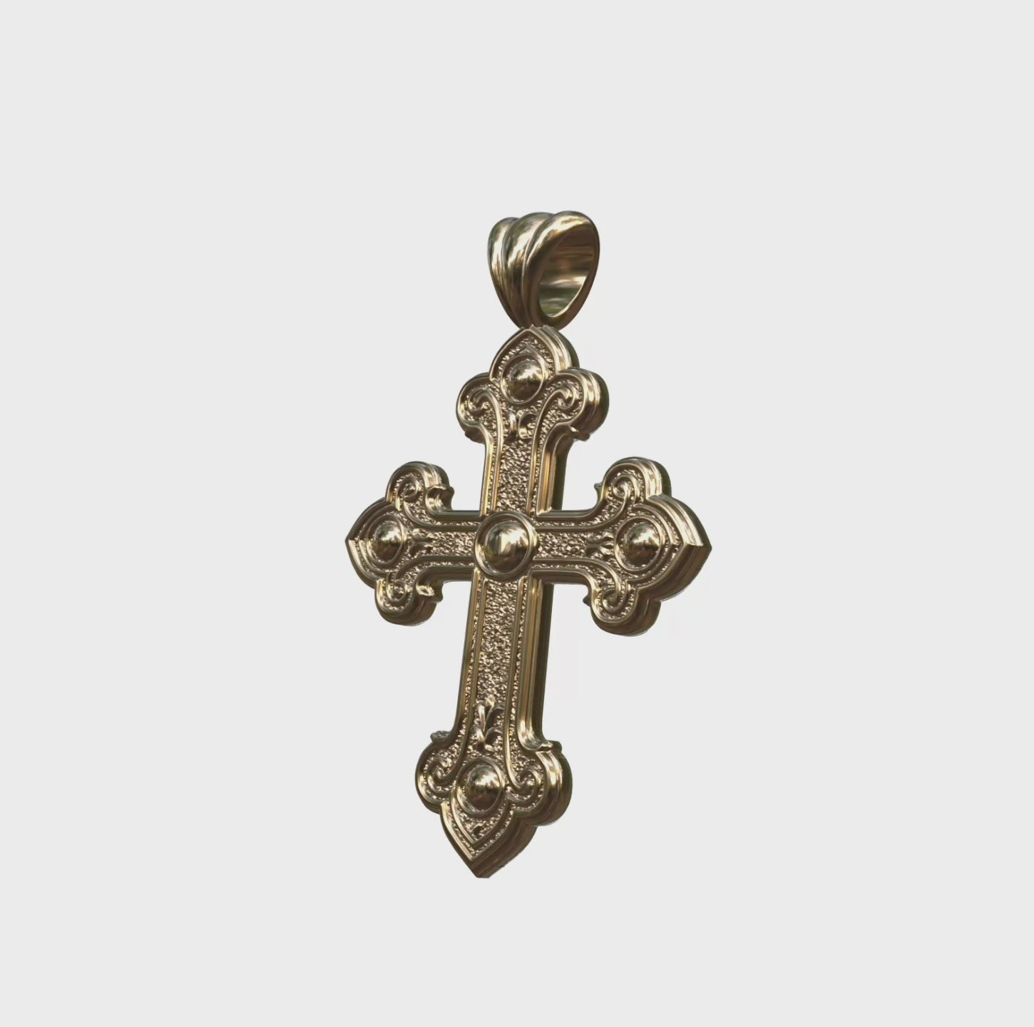 Video: Vermeil or Yellow Gold Byzantine Budded Final Cross