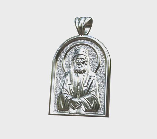 Video - Saint Paisios the Athonite silver apse icon pendant