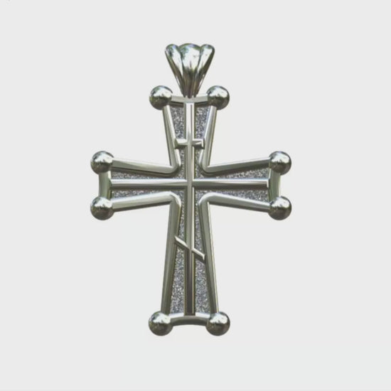 Video - Silver Three Bar Sinai Cross
