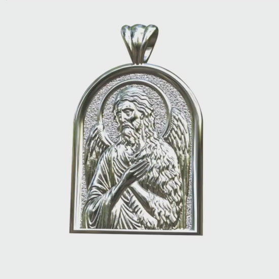 Video - Silver Saint john the Baptist Icon Apse Pendant
