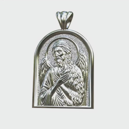 Video - Silver Saint john the Baptist Icon Apse Pendant