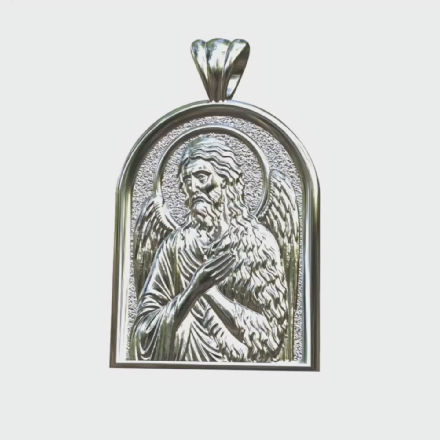 Video - Silver Saint john the Baptist Icon Apse Pendant