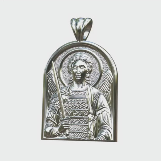 Video - Silver Archangel Michael Icon Apse Pendant