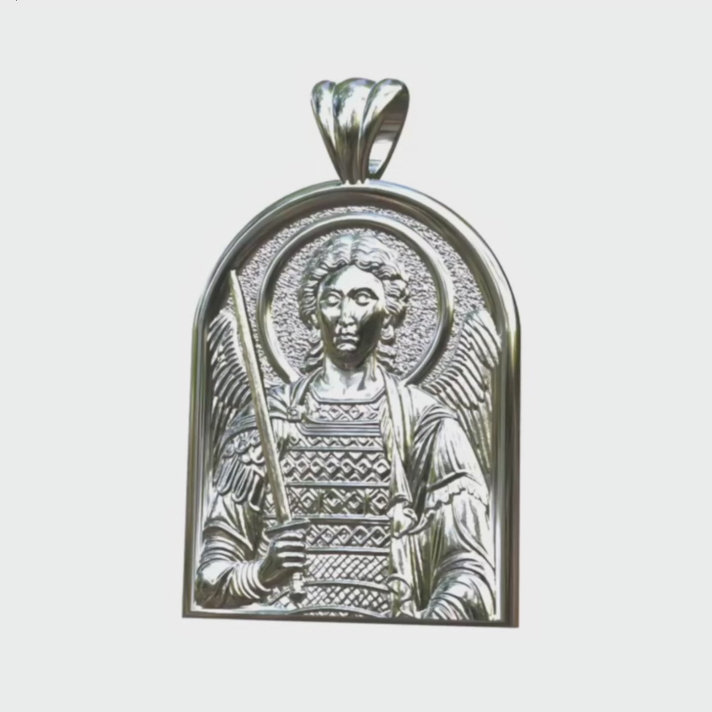 Video - Silver Archangel Michael Icon Apse Pendant