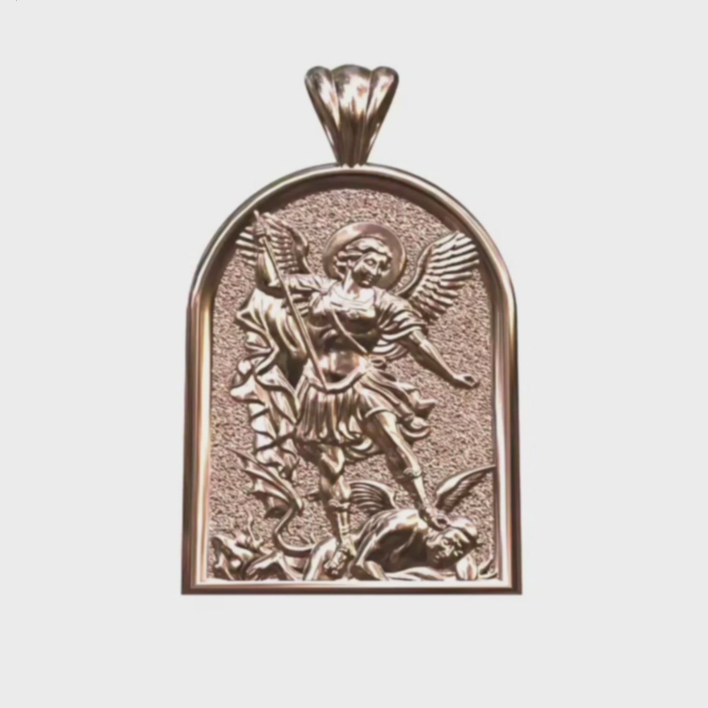 Video - Rose Gold Catholic Michael the Archangel Apse Pendant