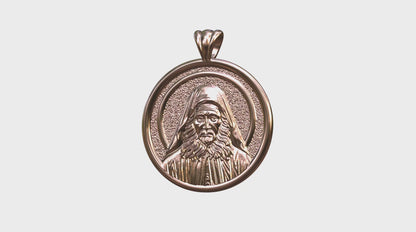 Video - Rose Gold Saint Joseph the Hesychast Icon Round Pendant