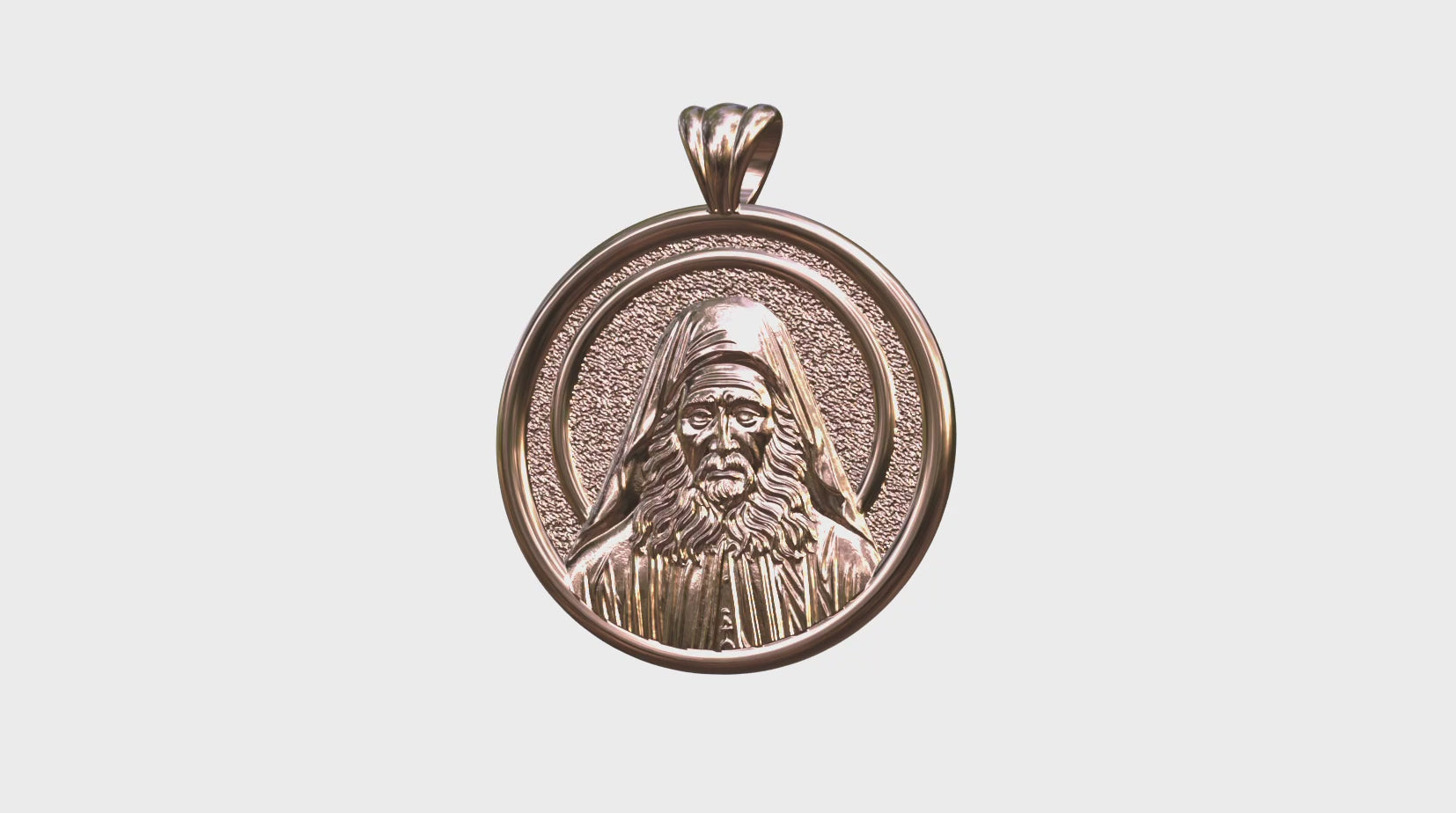 Video - Rose Gold Saint Joseph the Hesychast Icon Round Pendant