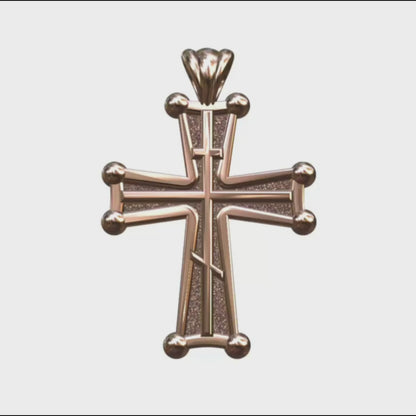 Video - Rose Gold Three Bar Sinai Cross