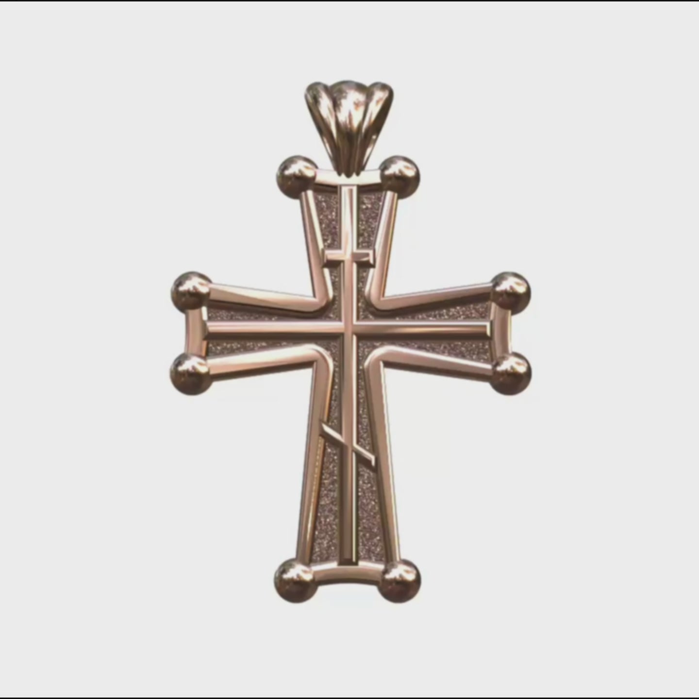 Video - Rose Gold Three Bar Sinai Cross