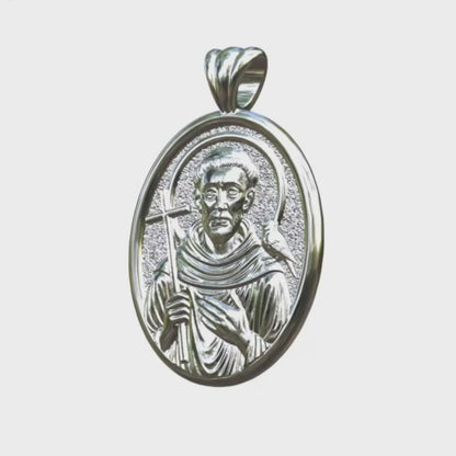 Video - Silver Saint Francis of Assisi Oval Pendant