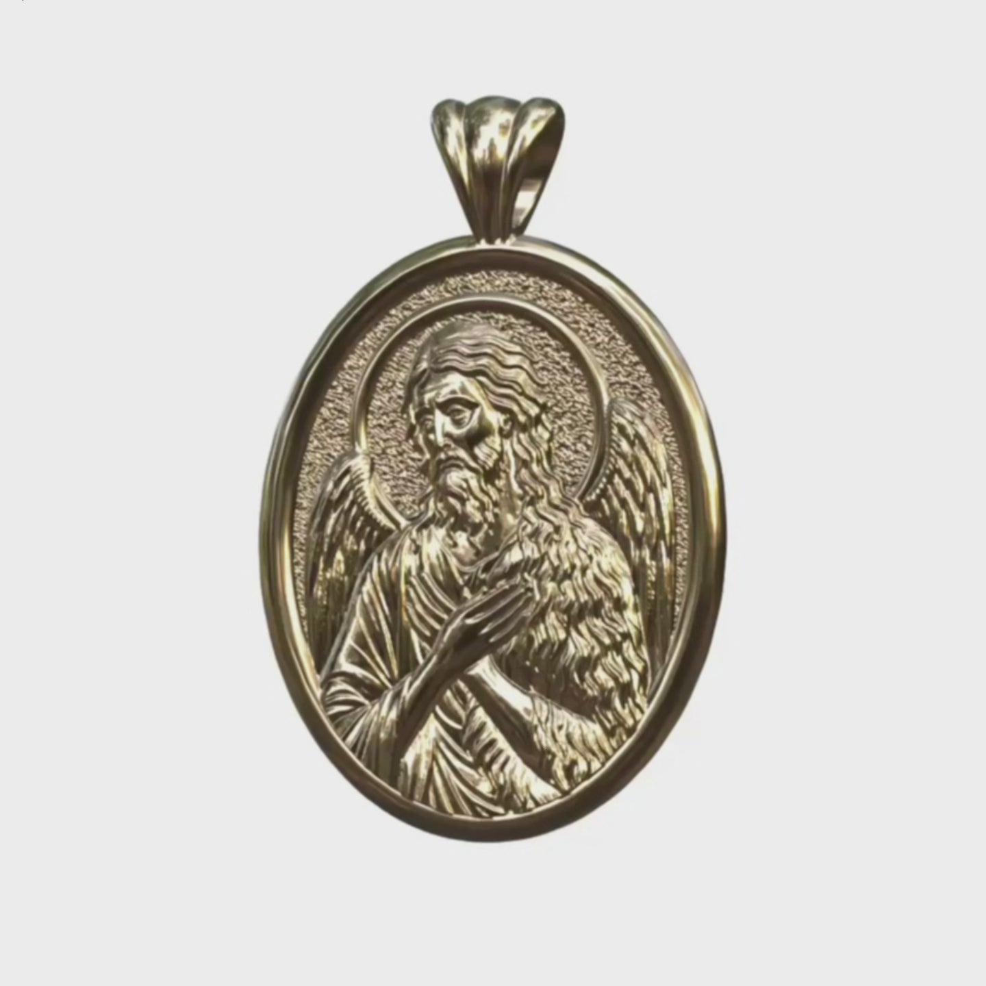 Video - Gold Saint john the Baptist Icon 
Oval Pendant