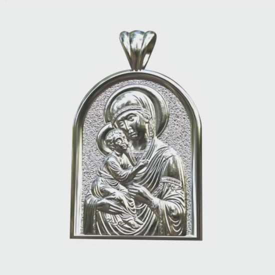 Video - Silver Theotokos Icon Apse Pendant